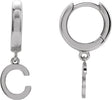 Platinum Initial C Huggie Earrings