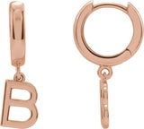 14K Gold Initial B Huggie Earrings - Rose Gold