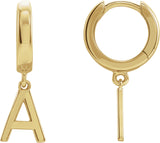 18K Gold Initial A Huggie Earrings - Yellow Gold