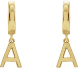 18K Gold Initial A Huggie Earrings - Yellow Gold - view 2