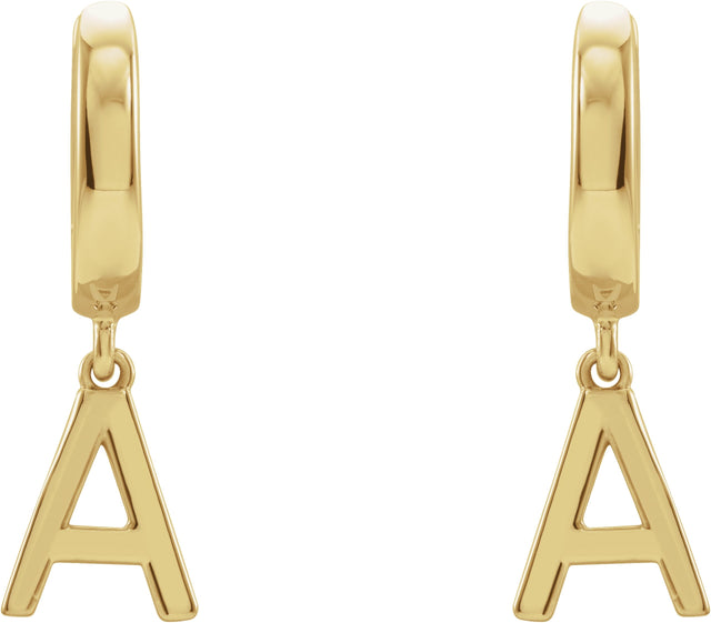 18K Gold Initial A Huggie Earrings - Yellow Gold - view 2