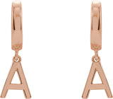 14K Gold Initial A Huggie Earrings - Rose Gold - view 3