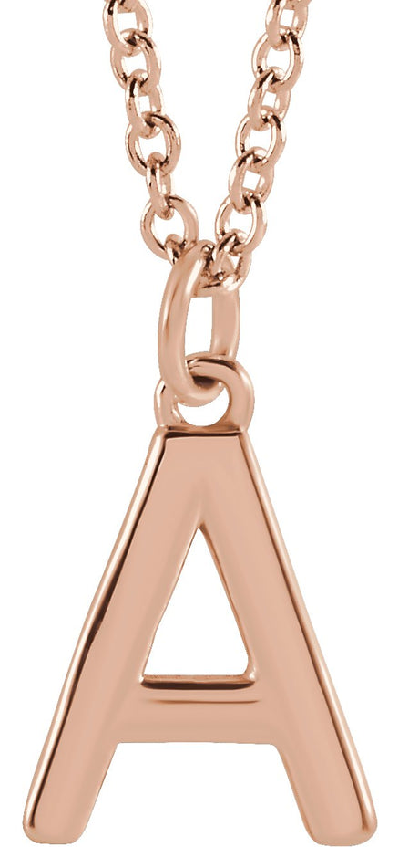 14K Gold Initial A Necklace – 9.5x6.93mm - Rose Gold