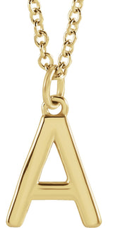 14K Gold Initial A Necklace – 9.5x6.93mm - Yellow Gold