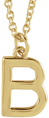 14K Gold Initial B Necklace – 9.5x6.1mm - Yellow Gold