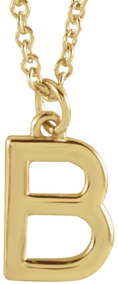 14K Gold Initial B Necklace – 9.5x6.1mm - Yellow Gold