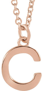 14K Gold Initial C Necklace – 9.5x6.7mm - Rose Gold