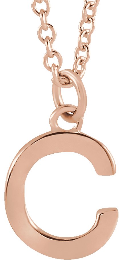 14K Gold Initial C Necklace – 9.5x6.7mm - Rose Gold