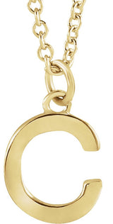 14K Gold Initial C Necklace – 9.5x6.7mm - Yellow Gold