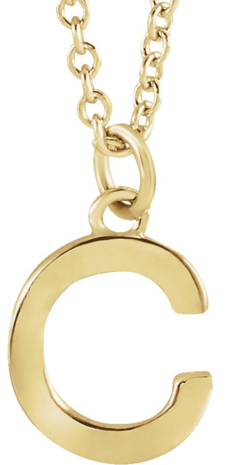 14K Gold Initial C Necklace – 9.5x6.7mm - Yellow Gold