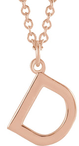14K Gold Initial D Necklace – 9.3x8.1mm - Rose Gold