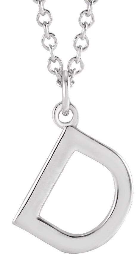 14K Gold Initial D Necklace – 9.3x8.1mm - White Gold