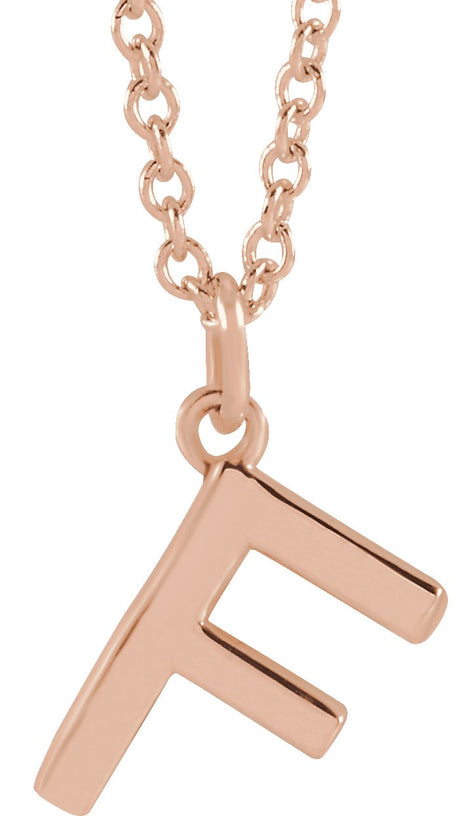 14K Gold Initial F Necklace – 9.3x6.6mm - Rose Gold