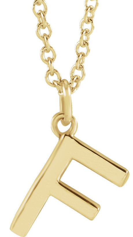 14K Gold Initial F Necklace – 9.3x6.6mm - Yellow Gold
