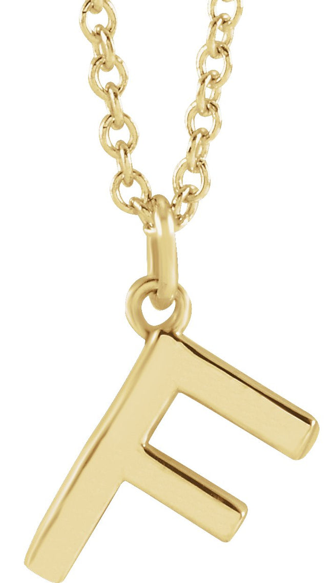 14K Gold Initial F Necklace – 9.3x6.6mm - Yellow Gold