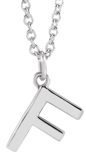 14K Gold Initial F Necklace – 9.3x6.6mm - White Gold