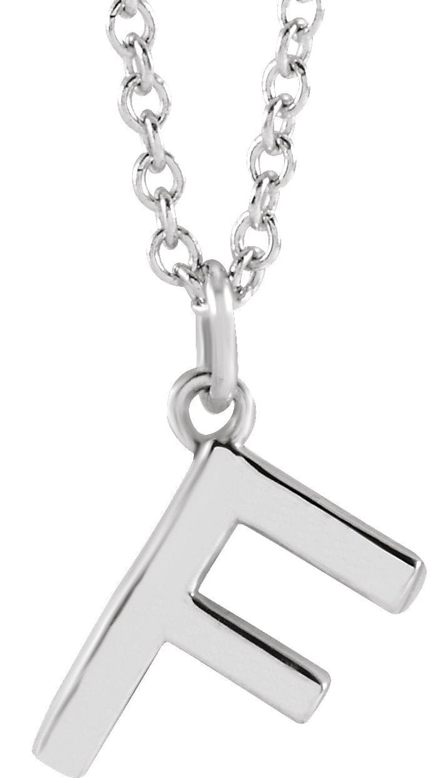 Platinum Initial F Necklace