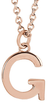 14K Gold Initial G Necklace – 9.5x7.2mm - Rose Gold