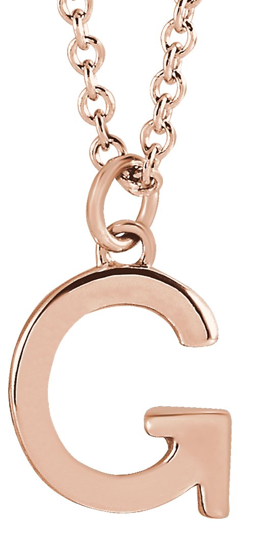 14K Gold Initial G Necklace – 9.5x7.2mm - Rose Gold