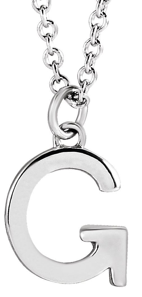 14K Gold Initial G Necklace – 9.5x7.2mm - White Gold