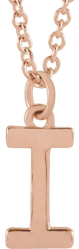 14K Gold Initial I Necklace – 9.5x4.4mm - Rose Gold