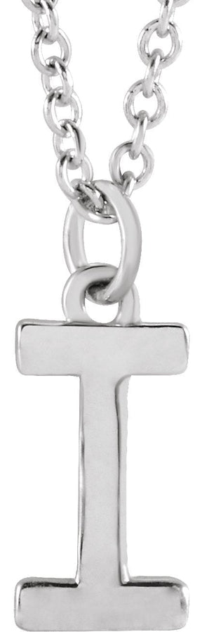 14K Gold Initial I Necklace – 9.5x4.4mm - White Gold