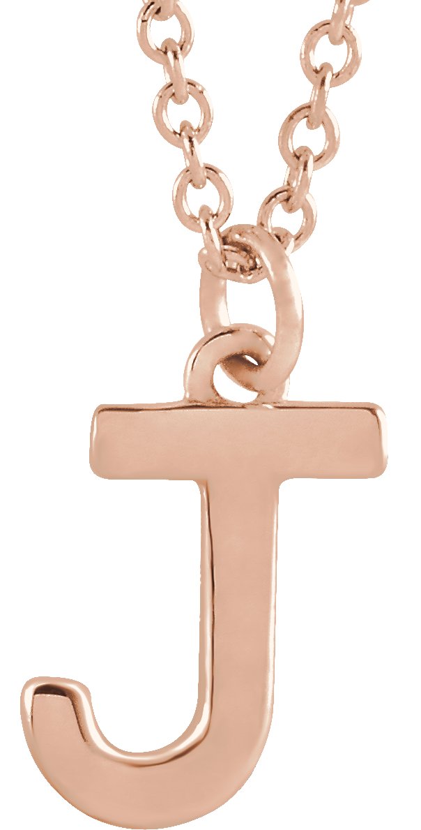 14K Gold Initial J Necklace – 9.5x6.9mm - Rose Gold