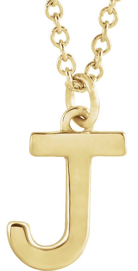 14K Gold Initial J Necklace – 9.5x6.9mm - Yellow Gold