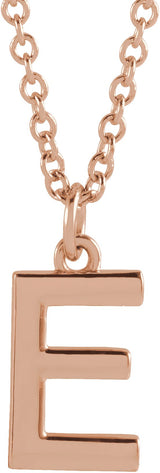 14K Gold Initial E Necklace – 9.5x5.3mm - Rose Gold