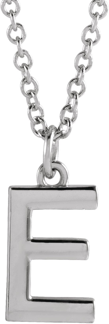 Platinum Initial E Necklace