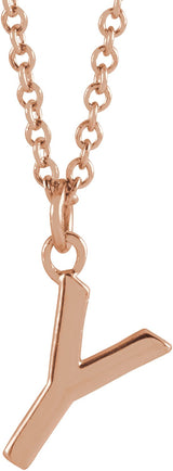 14K Gold Initial Y Necklace – 9.2x7.1mm - Rose Gold