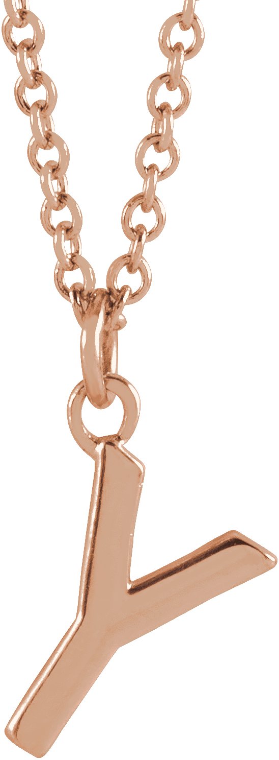 14K Gold Initial Y Necklace – 9.2x7.1mm - Rose Gold