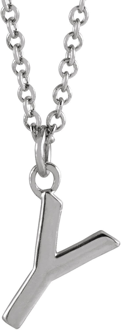14K Gold Initial Y Necklace – 9.2x7.1mm - White Gold