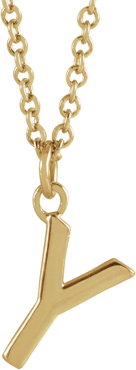 14K Gold Initial Y Necklace – 9.2x7.1mm - Yellow Gold