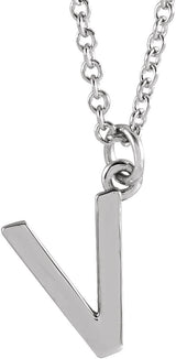 Platinum Initial V Necklace