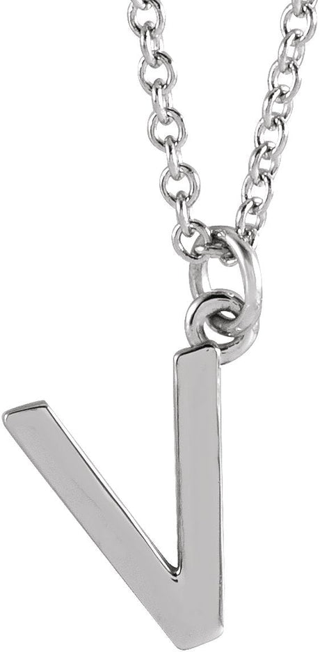 Platinum Initial V Necklace