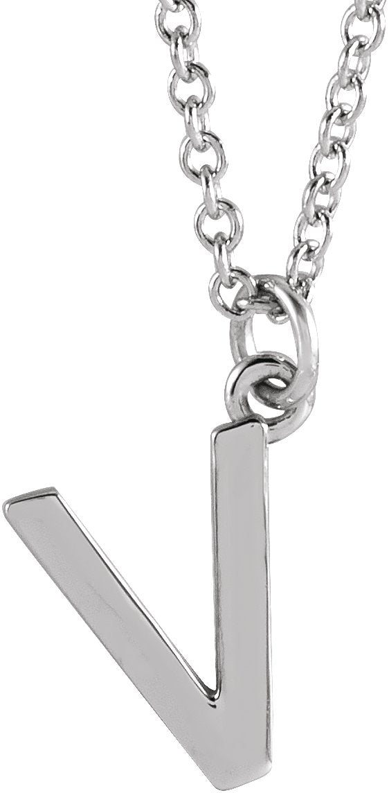 Platinum Initial V Necklace