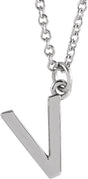 Platinum Initial V Necklace
