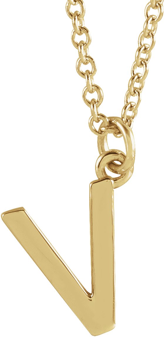 14K Gold Initial V Necklace – 9.2x7.6mm - Yellow Gold