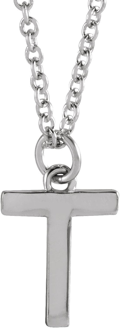 14K Gold Initial T Necklace – 9.5x6.8mm - White Gold