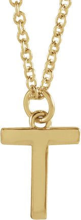14K Gold Initial T Necklace – 9.5x6.8mm - Yellow Gold