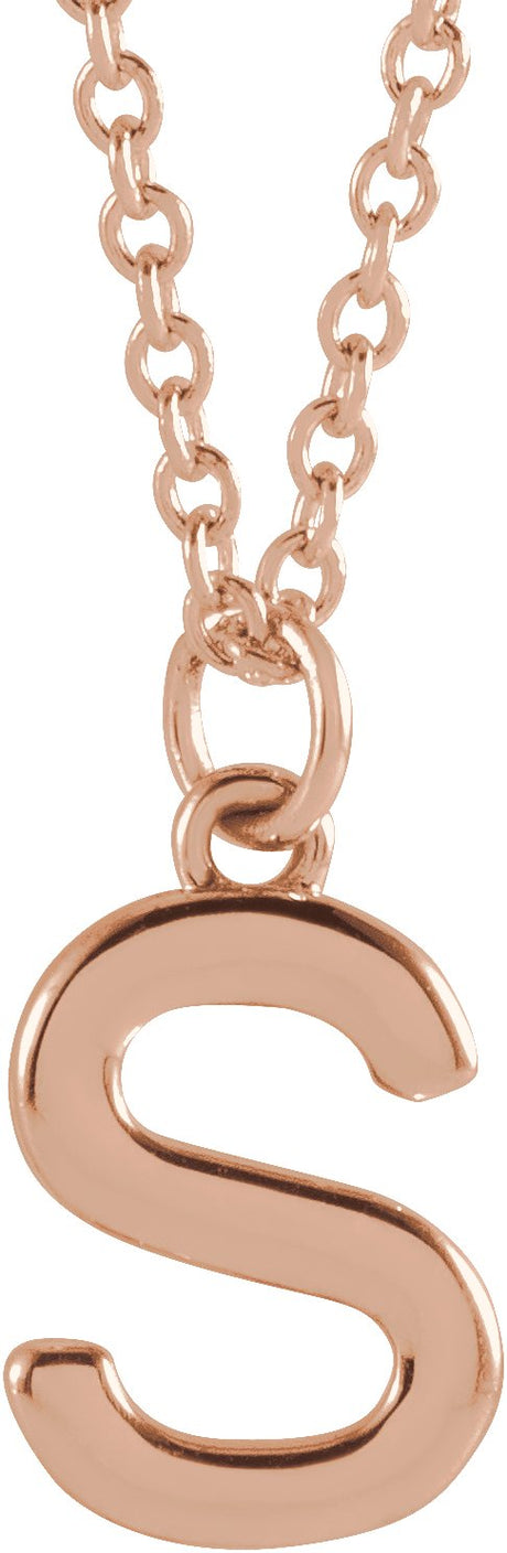 14K Gold Initial S Necklace – 9.5x6mm - Rose Gold
