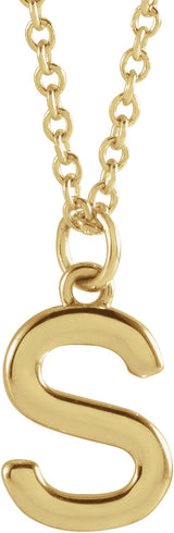 14K Gold Initial S Necklace – 9.5x6mm - Yellow Gold