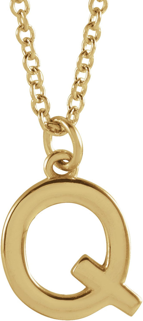 14K Gold Initial Q Necklace – 9.6x7.8mm - Yellow Gold