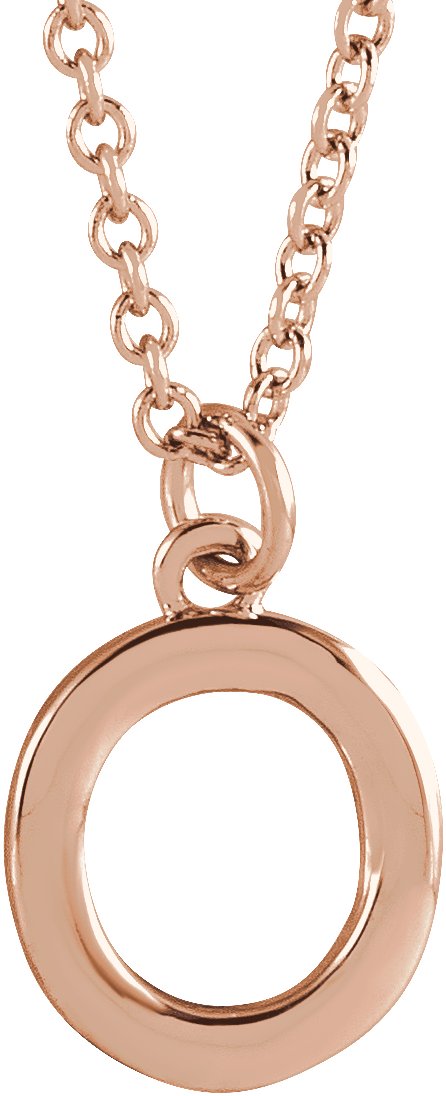 14K Gold Initial O Necklace – 9.5x7.3mm - Rose Gold