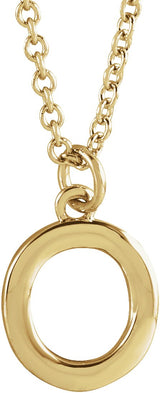 14K Gold Initial O Necklace – 9.5x7.3mm - Yellow Gold