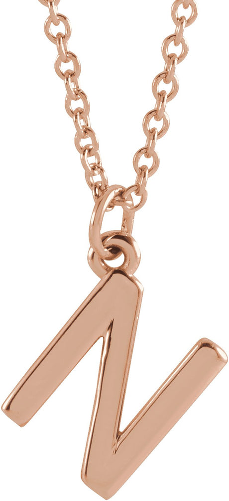 14K Gold Initial Necklace – 9.2x7.3mm - Rose Gold