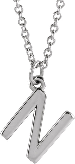 14K Gold Initial Necklace – 9.2x7.3mm - White Gold