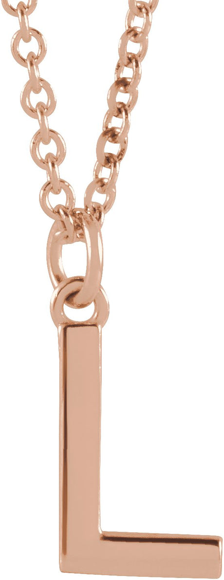 14K Gold Initial L Necklace – 9.5x5.6mm - Rose Gold
