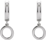 18K Gold Initial O Huggie Earrings - White Gold - view 3